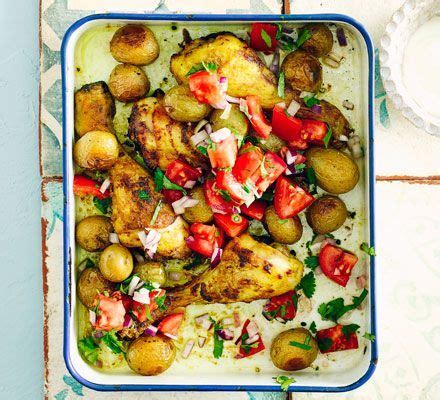 Once hot, brown the chicken. Curried chicken & new potato traybake | Recipe | Bbc good ...