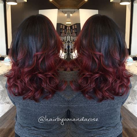 Red Wine Balayage Wine Hair Red Balayage Hair Creative Hair Color