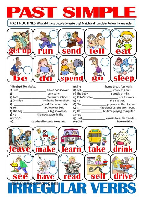 PAST SIMPLE Irregular Verbs Past Routines ESL Pinterest