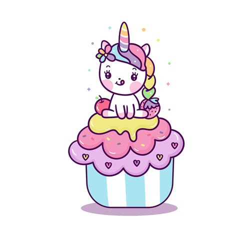 Cute Unicorn Vector Sit On Birthday Cupcake Pony Cartoon Pastel My XXX Hot Girl