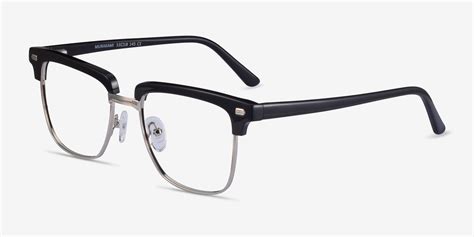 murakami browline black silver glasses for men eyebuydirect
