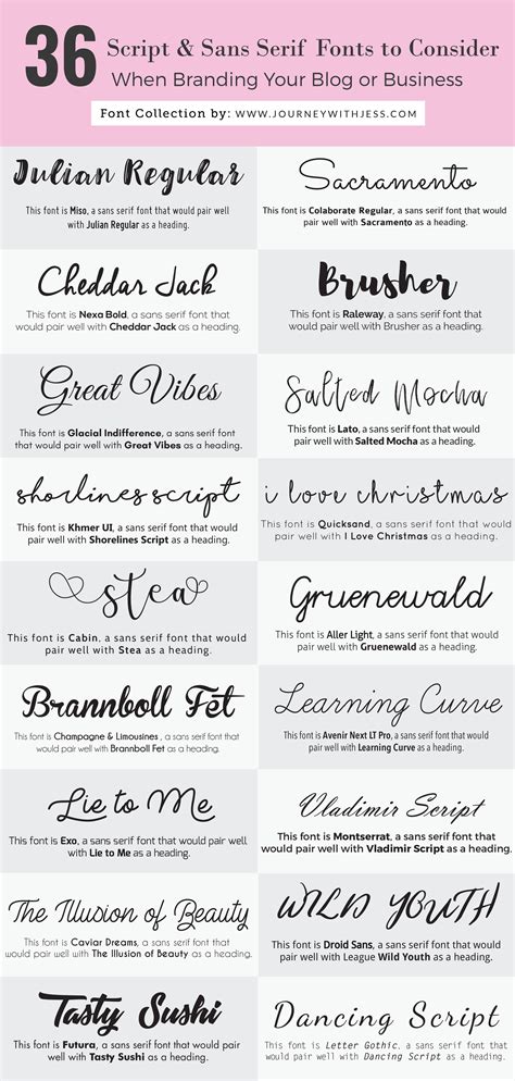 36 More Fonts To Consider When Branding Your Business Or Blog — Journey With Jess Inspiration