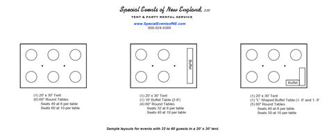 By following this layout, you will be able to fit 4 of our 5 foot round tables and seat 40 guests comfortably. Tent Layout Options | Get The Right Tent For Your Event