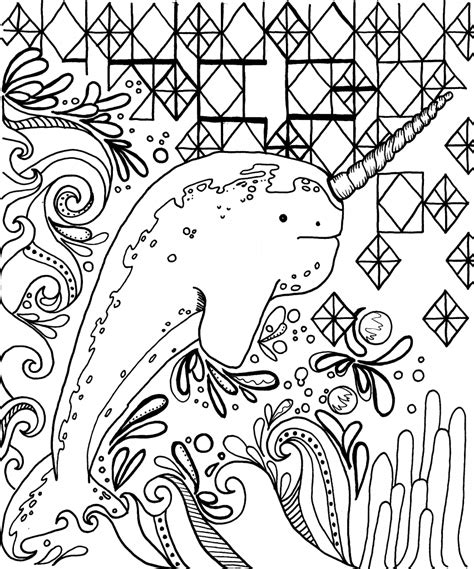 Hard color by number pages for adults Narwhal Coloring Pages - Best Coloring Pages For Kids