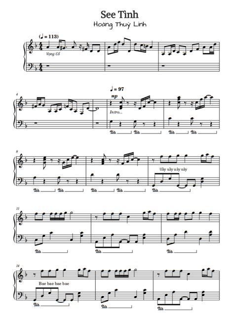 See Tình Piano Sheet Hoàng Thuỳ Linh Tải Sheet Nhạc Free