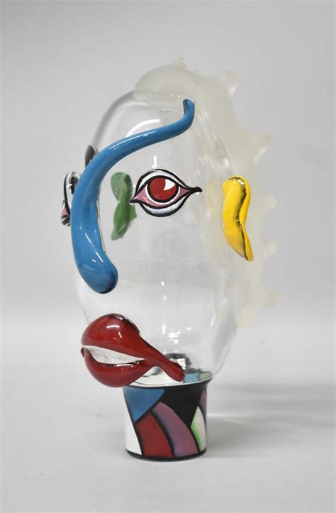 Abstract Murano Art Glass Picasso Style Figural Multicolored Face For Sale At 1stdibs