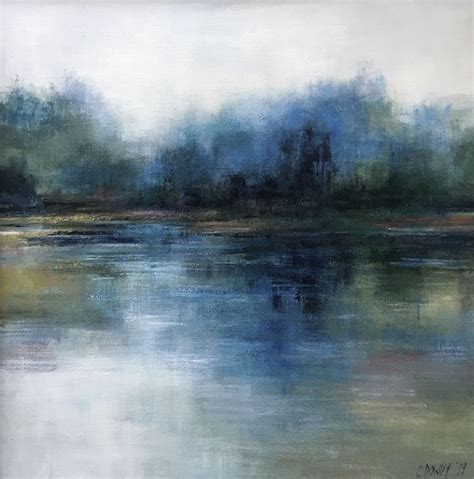 Abstract Blue Reflections Waterside Landscape By Christina Dowdy