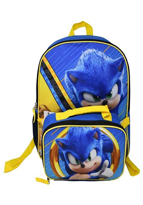 Sonic The Hedgehog Movie Backpack 16 Detachable Insulated Lunch Bag