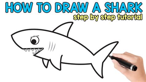 How To Draw A Shark Step By Step Tutorial With Free Printable Youtube