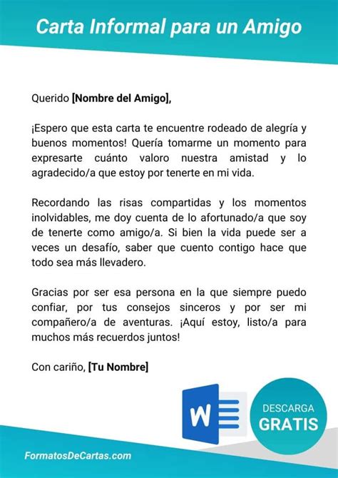 Carta Informal Para Un Amigo 2024 Formatos De Cartas