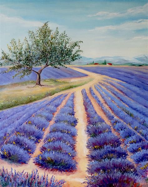 Tuscany Painting Of Lavender Fields Landscape Original Oil Etsy