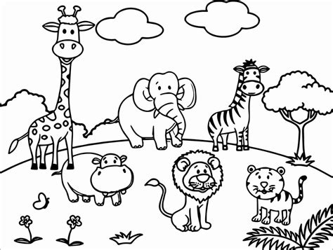 Zoo Animals Coloring Page for Kids - ColoringBay