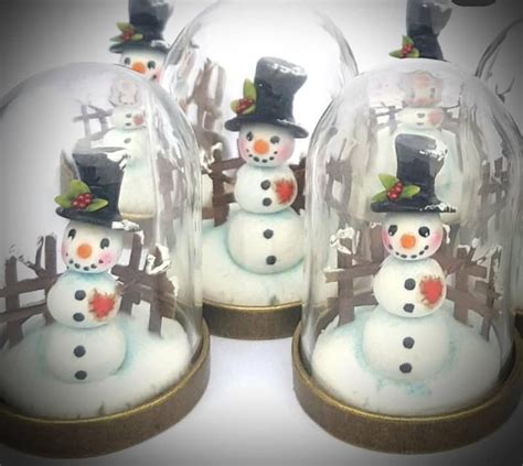 1 12th Scale Miniature Snowman Under Glass Dome In 2020 Miniature Snowman Glass Domes