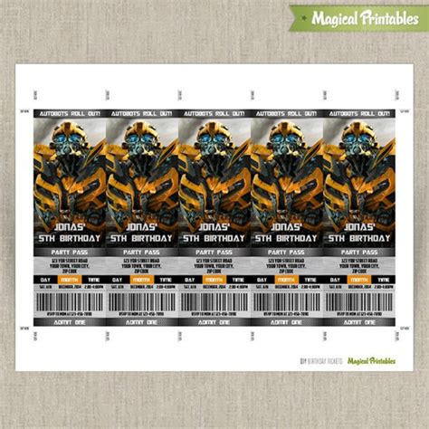 Transformers Birthday Ticket Invitation - Instant Download!