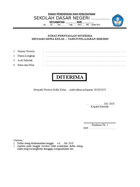 Surat pernyataan merupakan salah satu surat yang umum digunakan untuk berbagai macam hal. Contoh Surat Keterangan Diterima Di Sekolah - Bagikan Contoh