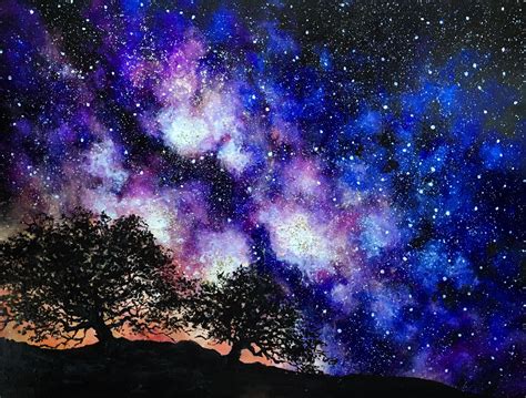 Galaxy Painting Galaxy Painting Nebula Bead Work Unique Items