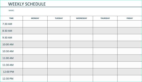 Monday To Friday Word Template Example Calendar Printable