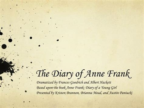 Ppt The Diary Of Anne Frank Powerpoint Presentation Free Download