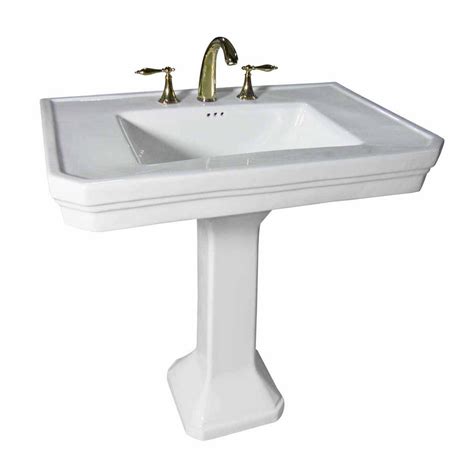 With traditional appeal, a pedestal sink has a classic look that can complement almost any bathroom decor. Bathroom Pedestal Sink White Vitreous China 8'' Widespread