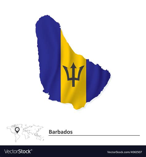 Map Barbados With Flag Royalty Free Vector Image