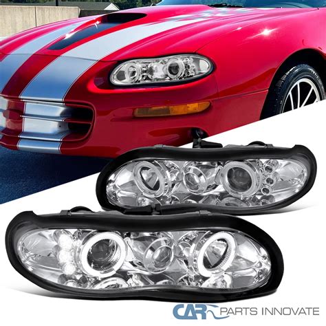 For Chevy 98 02 Camaro Led Halo Clear Projector Headlights Head Lights
