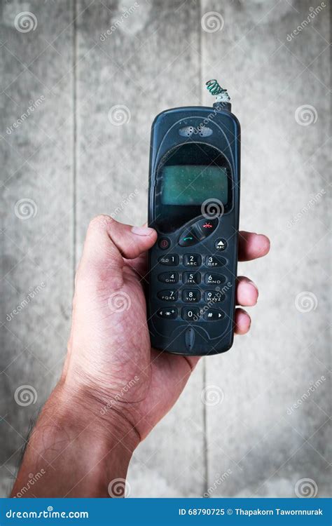 Male Hand Holding Vintage Phone Stock Image Image Of Equipment