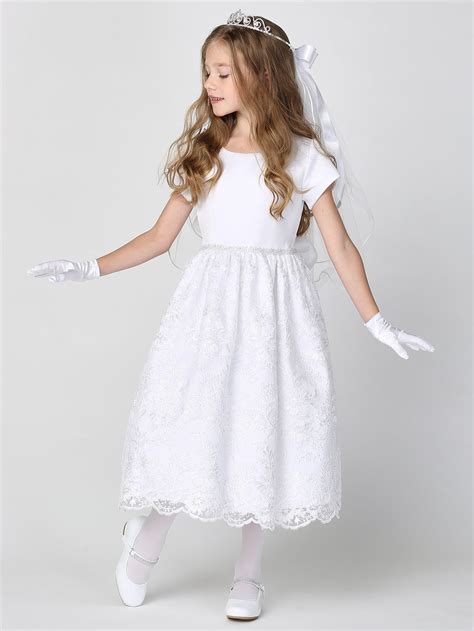 First Communion Dress With Embroidered Tulle And Sequins Malcolm Royce