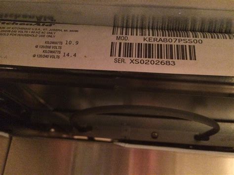 The serial numbers and letters from your model/serial tag. I have a Kitchenaid Stove model KERA807PSS00, Serial ...