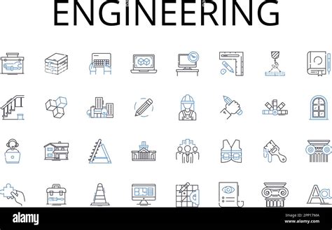 Engineering Line Icons Collection Design Construction Development