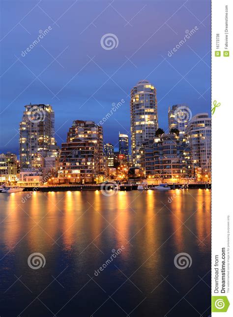 City And Harbor Night Scene Stock Photo Image Of