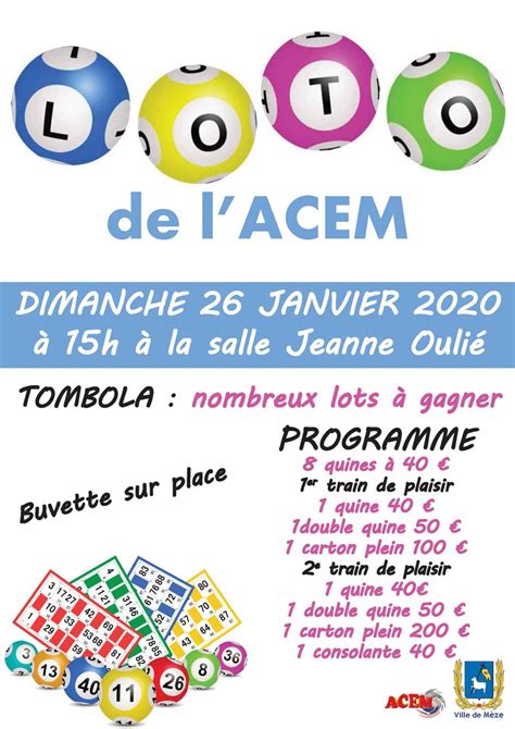 Milli piyango tarafından düzenlenen çılgın sayısal loto 26 haziran 2021 tarihindeki 141.haf. Loto de l'Acem : le 26 janvier 2020 - Ville de Mèze