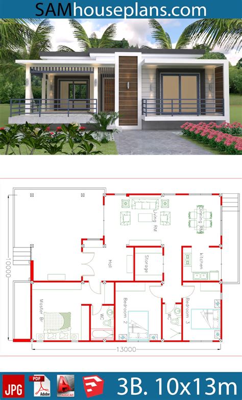 House Plans Idea 8x5 With 3 Bedrooms Sam House Plans F3f