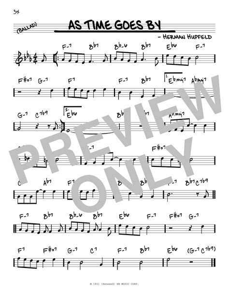 As Time Goes By by Nilsson Sheet Music for Real Book – Melody & Chords