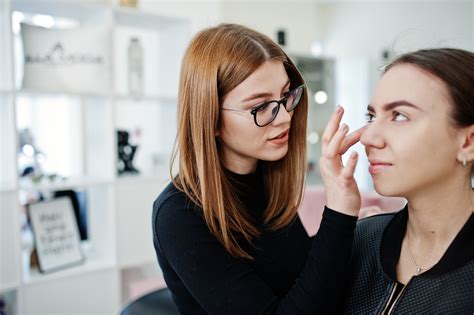 Make Up Artist Work In Her Beauty Visage Studio Salon Woman Applying