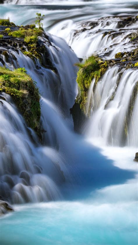Bruarfoss Waterfall Stream Nature Iceland 2160x3840 Wallpaper 4k
