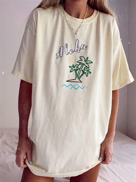 Aloha By The Beach Tee Sunkissedcoconut ️ In 2021 Baggy Shirts