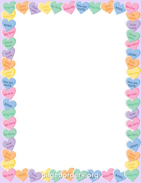 Candy Heart Border Valentines Day Border Heart Candy Borders For Paper