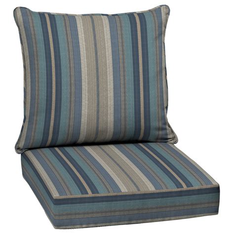 Now you can bring the comfort and relaxation of indoor living outside through the simple addition of a snug outdoor chair cushion. Shop allen + roth Stripe Blue Deep Seat Patio Chair ...