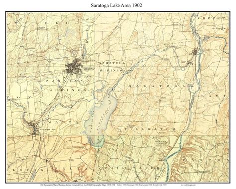 Saratoga Lake Area 1902 Usgs Old Topographic Map Custom Etsy