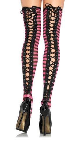 Striped Lace Up Fishnet Stockings At Goodgoth Com Fishnet