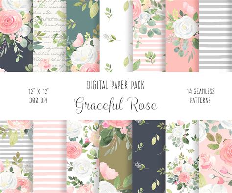 Seamless Patterns And Digital Backgrounds Collection Watercolor Flowers