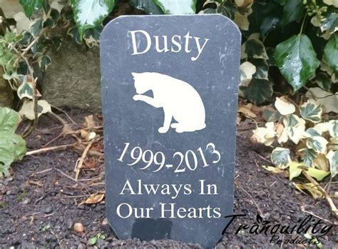 Waterproof pet plaques and markers. Deep Engraved Natural Slate Personalised Cat Pet Grave ...