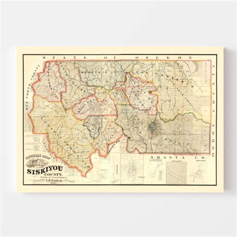 Vintage Map Of Siskiyou County California 1887 By Teds Vintage Art