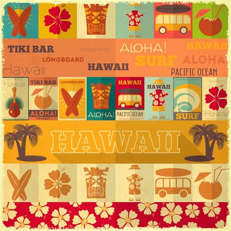 hawaii vintage card stock vector illustration of hawaii 32388793