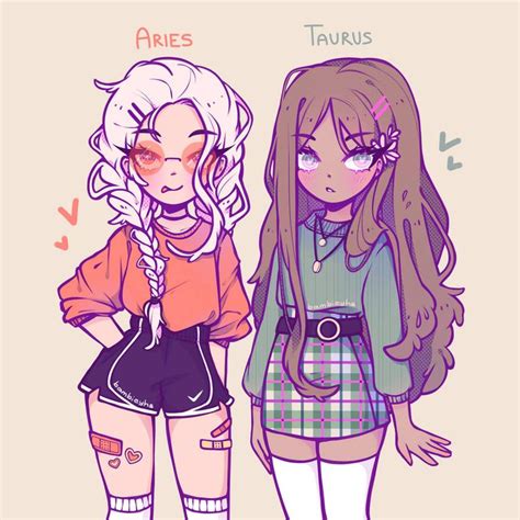 Zodiac Aries And Taurus By Birdyblu On Deviantart Cute Art Styles