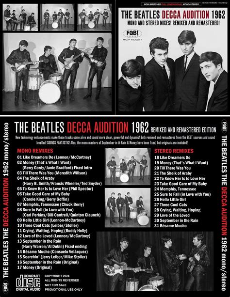 Beatles Cd The Decca Audition 1962 Mono And Stereo Remixed