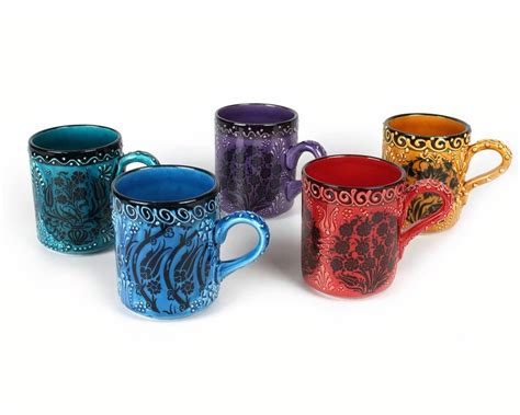 Handmade Ceramic Coffee Pottery Mugs Colorful Turkish Coffee Etsy