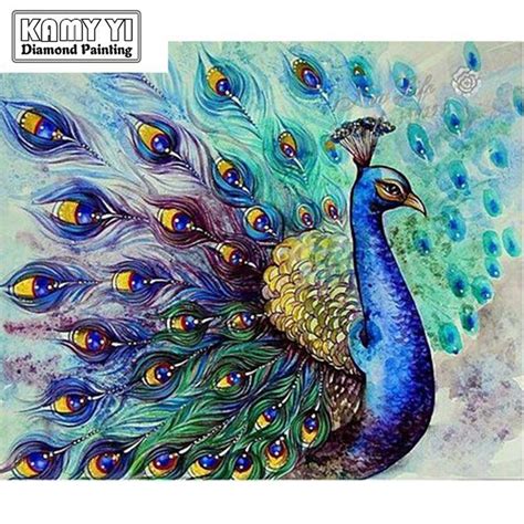 5d Diamond Painting Jasmine Peacock Feathers Kit Bonanza Marketplace