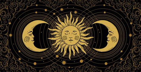 The Sun And Moon Are Depicted In An Ornate Pattern