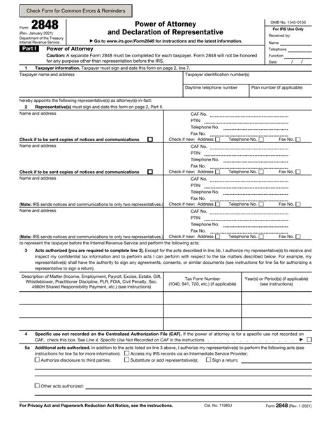 Irs Form 2848 Download Fillable Pdf Or Fill Online Power Of Attorney
